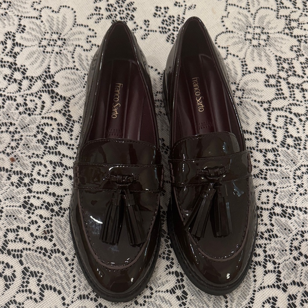 Franco Sarto Brown Patent Leather Loafers